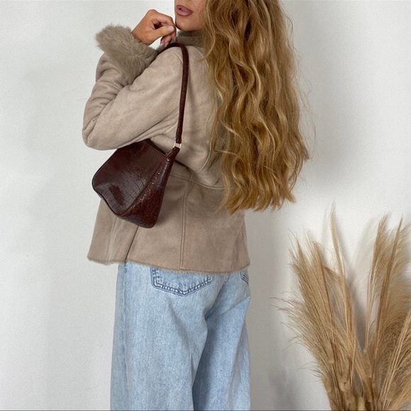 Marks & Spencer 70s style beige afghan faux suede and fur jacket coat size M - Picture 2 of 4